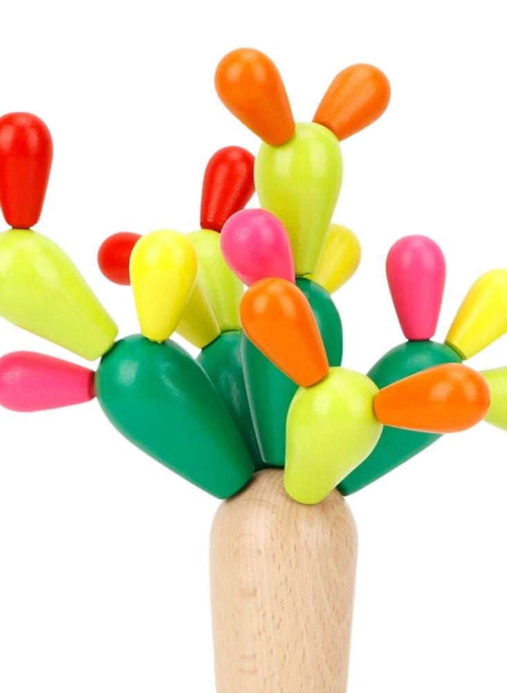 بريميم لعبة صبار خشبية متوازنة – لعبة تكديس وتنسيق ملونة لتنمية المهارات الحركية للأطفال - Image 2